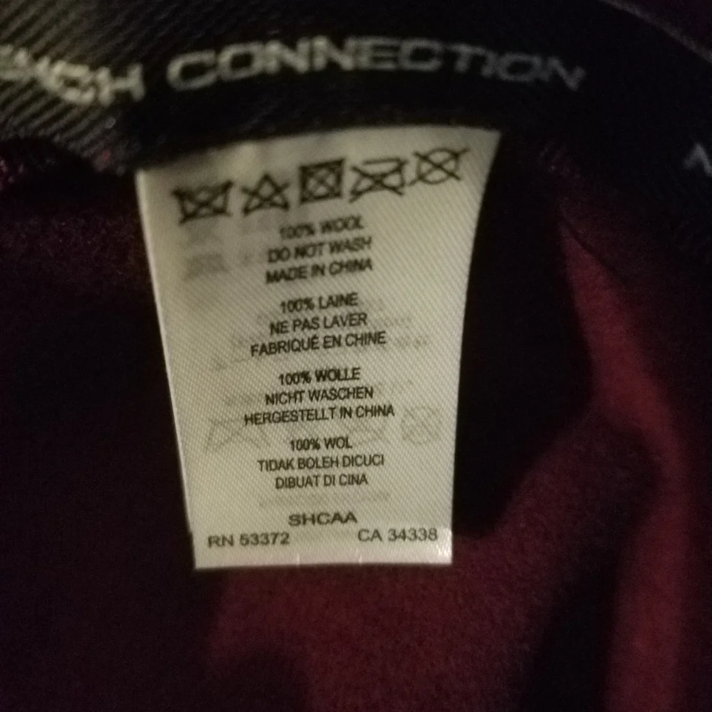 French connection wool burgundy Fedora  hat